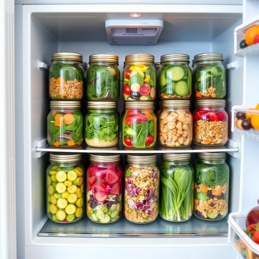 Nevera organizada con ensaladas Fresh-Lock para toda la semana