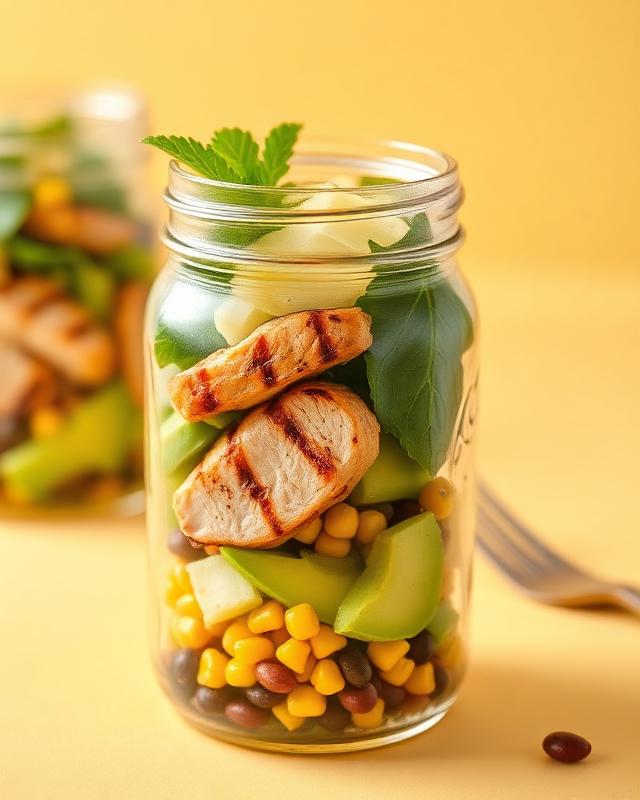 Bowl de pollo grillado, maíz y aguacate